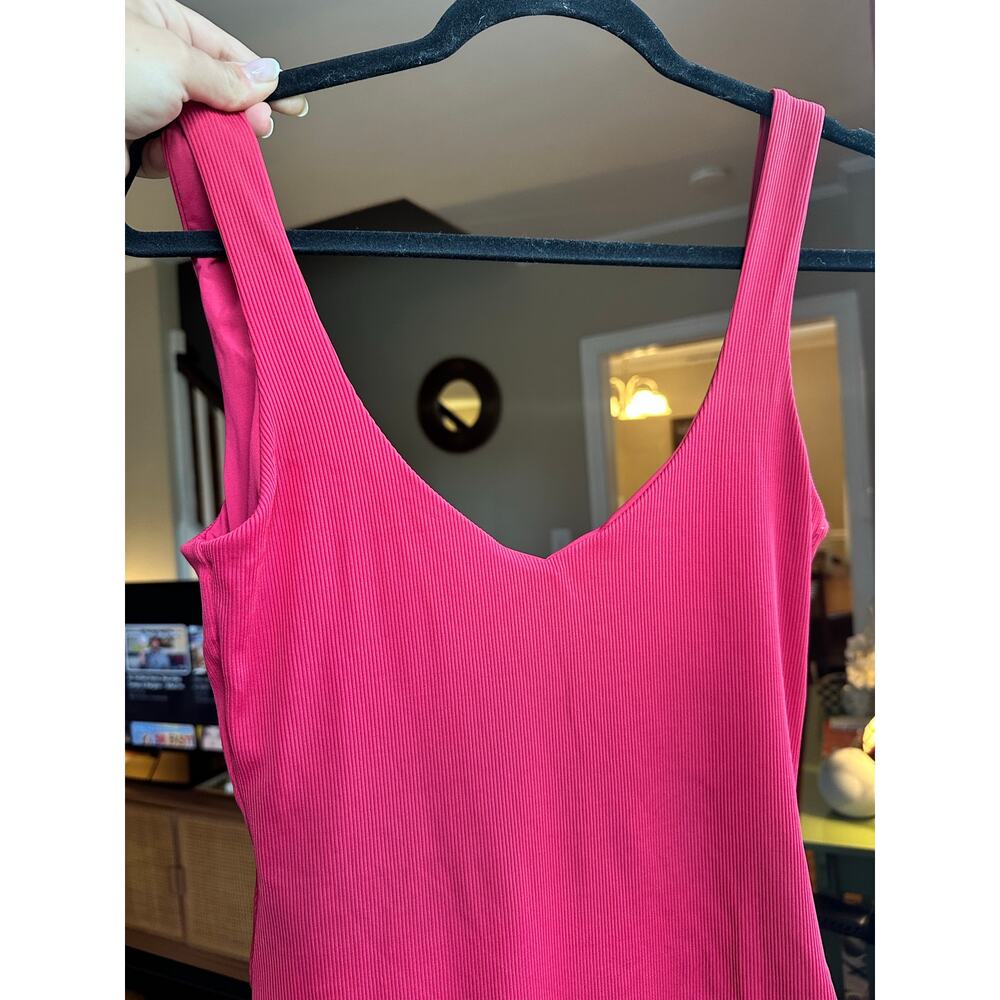L*Space Arizona One Piece Swimsuit Red Pink Ribbed Low Back Scoop Swimwear 8 - Picture 6 of 6